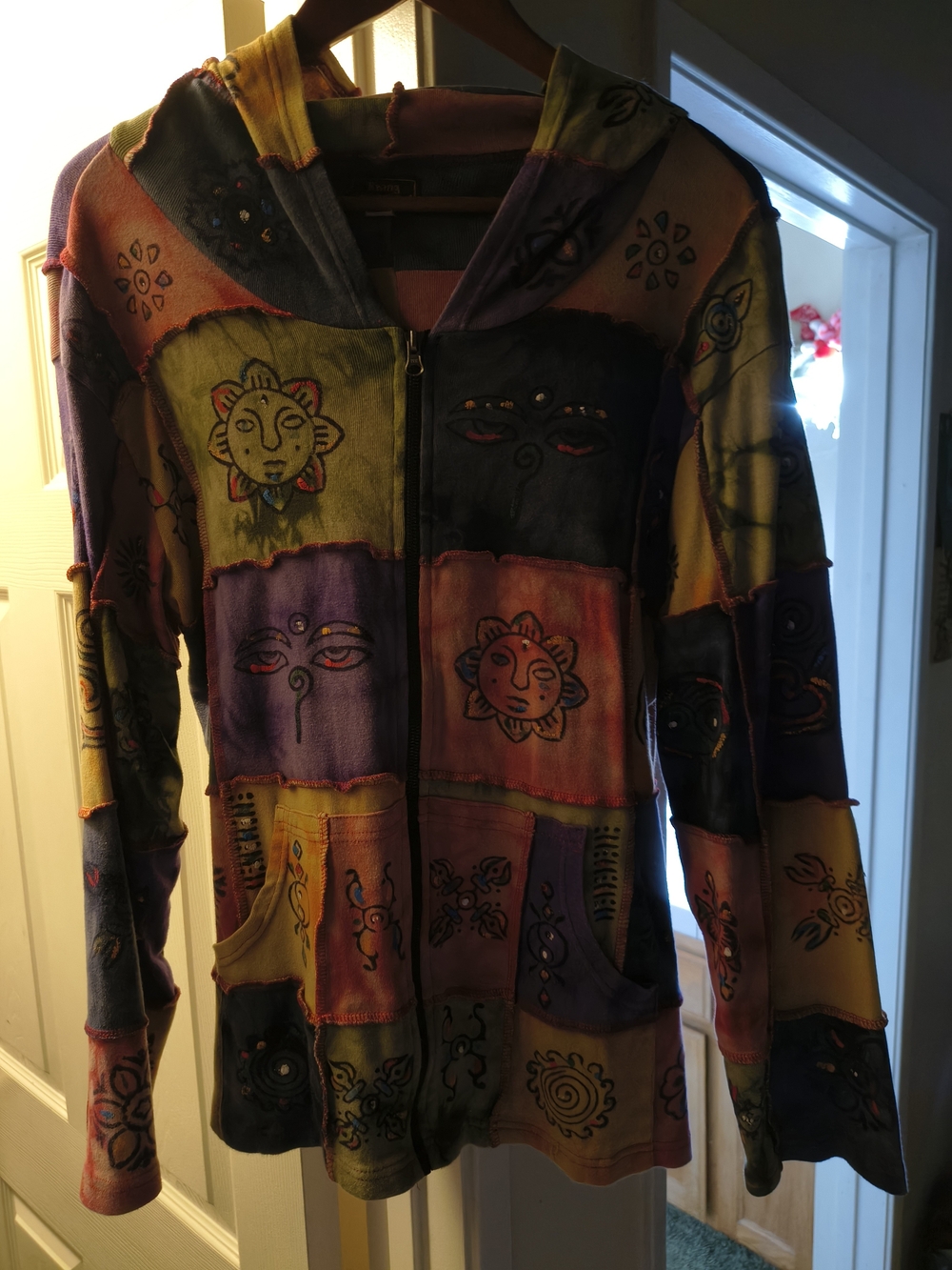 Rising International Multicolor Patchwork Hooded Zip Jacket